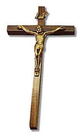 10" Walnut Wall Crucifix with Antique Gold Corpus.