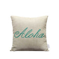 18x18in Aloha Script Pillow Cover, Aqua Letter
