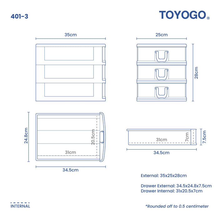 3 TIER 3S A4 DRAWER (401-3)