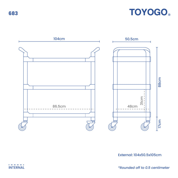 3 TIER CATERING CART W WHLS (683)
