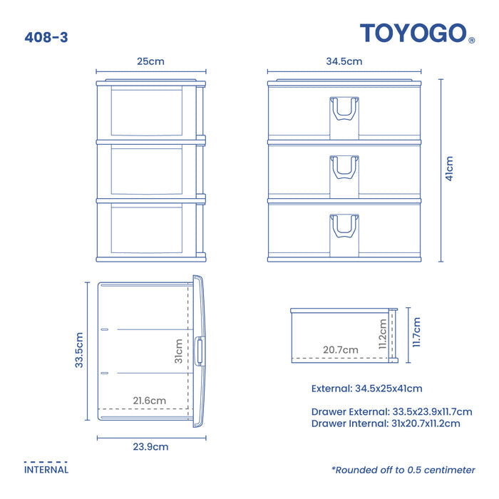 3 TIER COLLEGE A4 DRAWER (408-3)