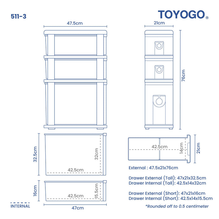 3 TIER KITCHEN DRAWER (511-3)