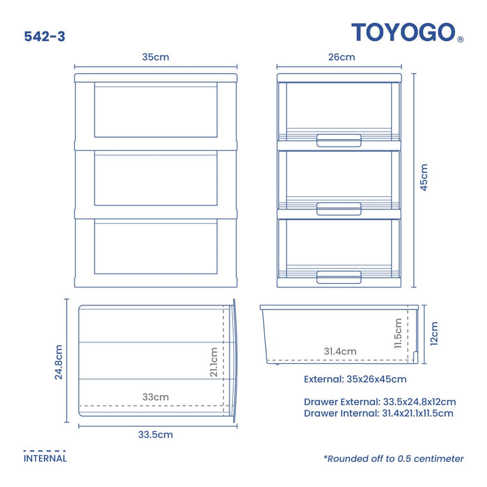 3 TIER MARINE A4 DRAWER (3B) (542-3)