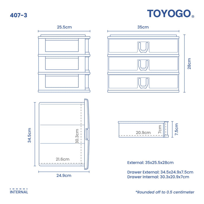 3TIER COLLEGE A4 DRAWER (407-3)