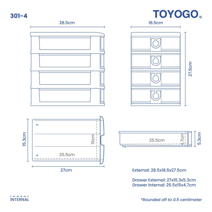 4 TIER A5 STATIONERY DRAWER (301-4)