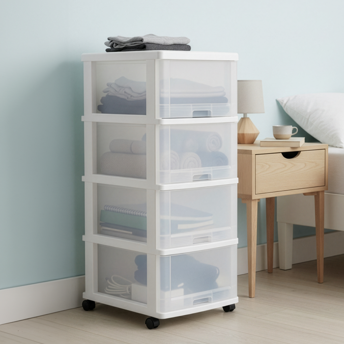 4 TIER MENTON DRAWER W/WHLS (903-4)
