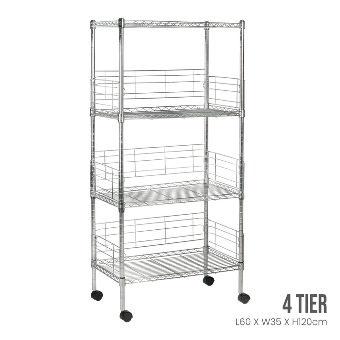 4 TIER SELF RACK W WHLS 600X350X1200MM B012 (HFH6845)
