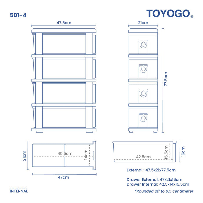 4 TIER SLIM KITCHEN DRAWER (501-4)