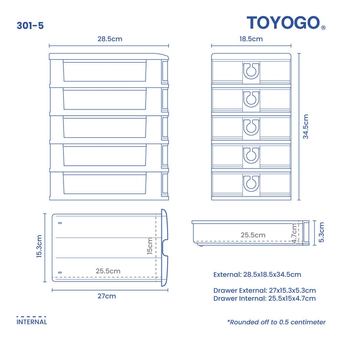 5 TIER A5 STATIONERY DRAWER (301-5)