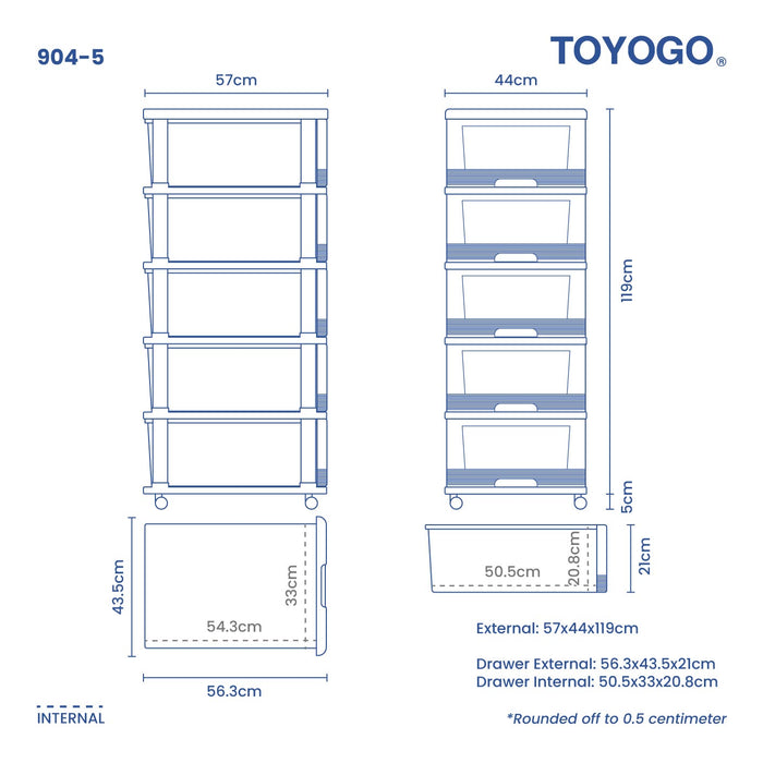 5 TIER CABINET W/WHL (904-5)