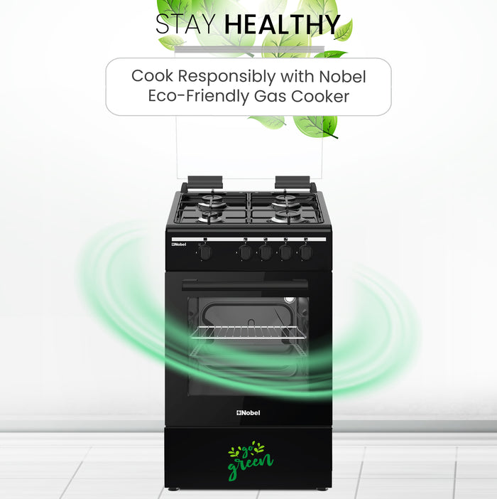 50x50 Gas Cooker with 4 Gas Burners, Gas Oven, Euro Pool Type Hob, Made in Turkey - NGC5000BK