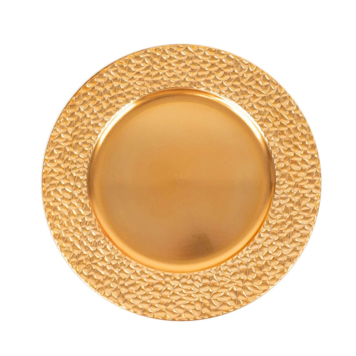 Golden decorative plate with textured rim #whtbkgd