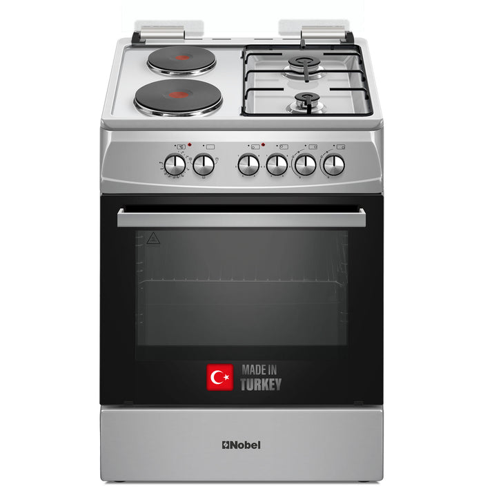 60x60 Cooking Range with 2 Gas Burners & 2 Electric Hotplates, 70L Electric Oven, Made in Turkey – NGC7222I