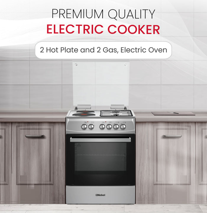 60x60 Cooking Range with 2 Gas Burners & 2 Electric Hotplates, 70L Electric Oven, Made in Turkey – NGC7222I