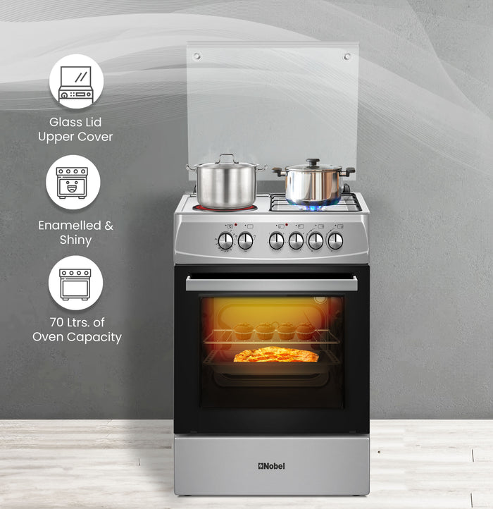 60x60 Cooking Range with 2 Gas Burners & 2 Electric Hotplates, 70L Electric Oven, Made in Turkey – NGC7222I