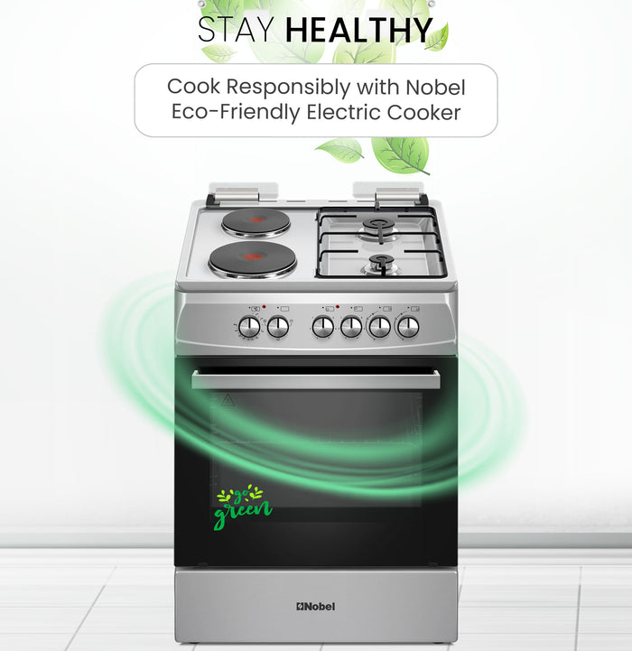 60x60 Cooking Range with 2 Gas Burners & 2 Electric Hotplates, 70L Electric Oven, Made in Turkey – NGC7222I