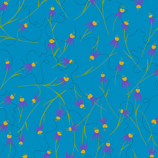 Andover Fabrics - Wildflowers - Coneflower Bluebell - A-671-B - Sold by the Half Yard