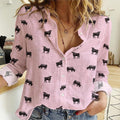 Angus Cattle icon pattern - Women's Mock Linen Shirts for farmers - myfunfarm