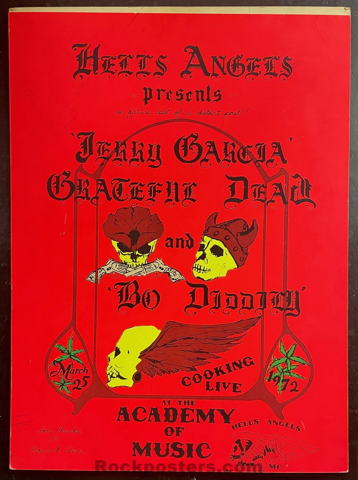 AUCTION - AOR 4.222 - Grateful Dead Bo Diddley - Hells Angels - 1972 Poster - Academy of Music NYC - Rough - SF Rock Posters & Collectibles