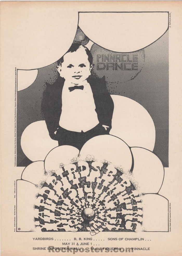 AUCTION - AOR Pg. 255R - The Yardbirds - 1968  Handbill - Shrine Exposition Hall  - Excellent - SF Rock Posters & Collectibles