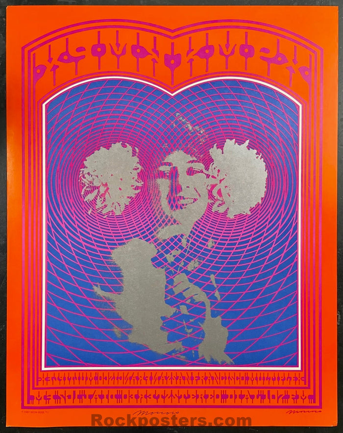 AUCTION - Neon Rose 20 - Victor Moscoso Signed - 1967 Poster - KMPX Radio - Excellent