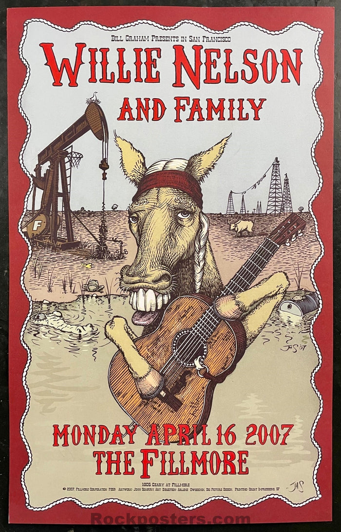 AUCTION - NF-859 - Willie Nelson - Artist Signed - 2007  Poster - Fillmore - Near Mint Minus