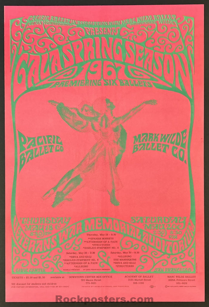 AUCTION -  Psychedelic Pacific Ballet - Bob Schnepf - 1967 Poster - San Francisco - Mint