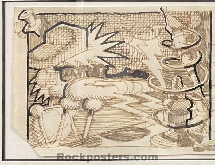 AUCTION - Rick Griffin - Pen & Ink Original Art - Griffin Signed - Excellent