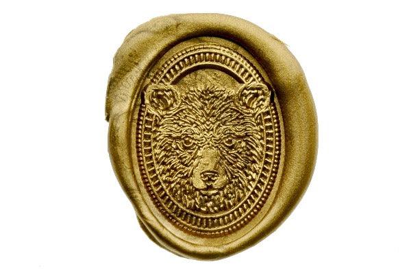 Bear Portrait Wax Seal Stamp - Backtozero B20 - Animal, Animal Lover, Bear, Copper, oval, Portrait, Signature, signaturehandle