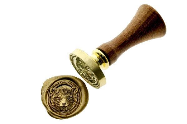 Bear Portrait Wax Seal Stamp - Backtozero B20 - Animal, Animal Lover, Bear, Copper, oval, Portrait, Signature, signaturehandle