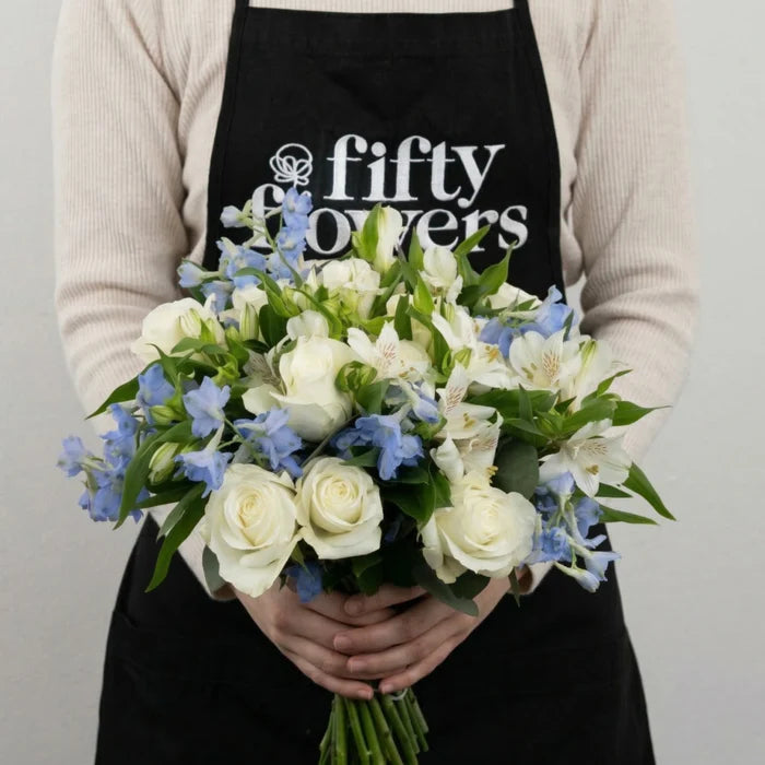 Beautiful Blues Flower Centerpieces Apron - Image