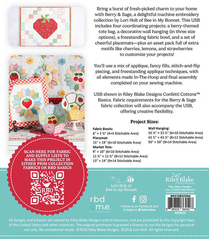 Berry & Sage Projects - Machine Embroidery USB