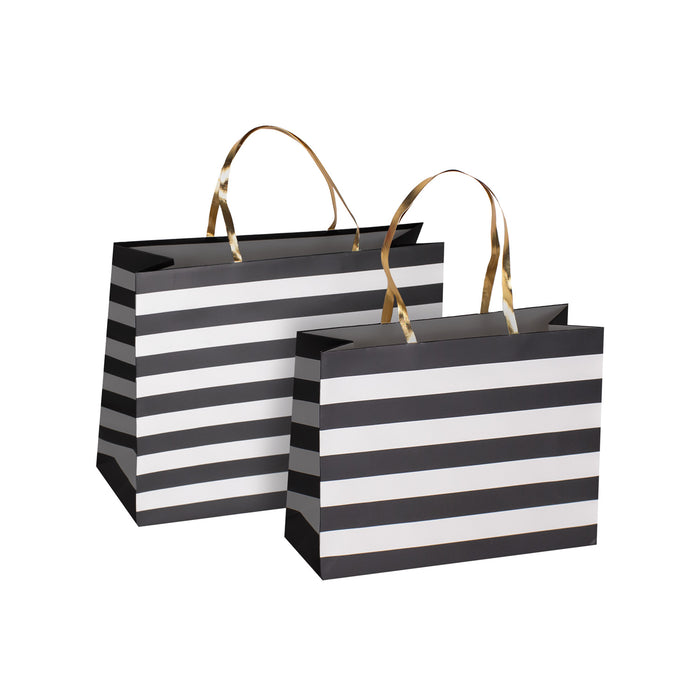 BLACK & WHITE HORIZONTAL STRIPES PAPER BAGS