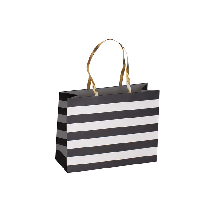 BLACK & WHITE HORIZONTAL STRIPES PAPER BAGS