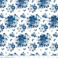 Blue Blooms and Thread - Main White - C17120-WHITE