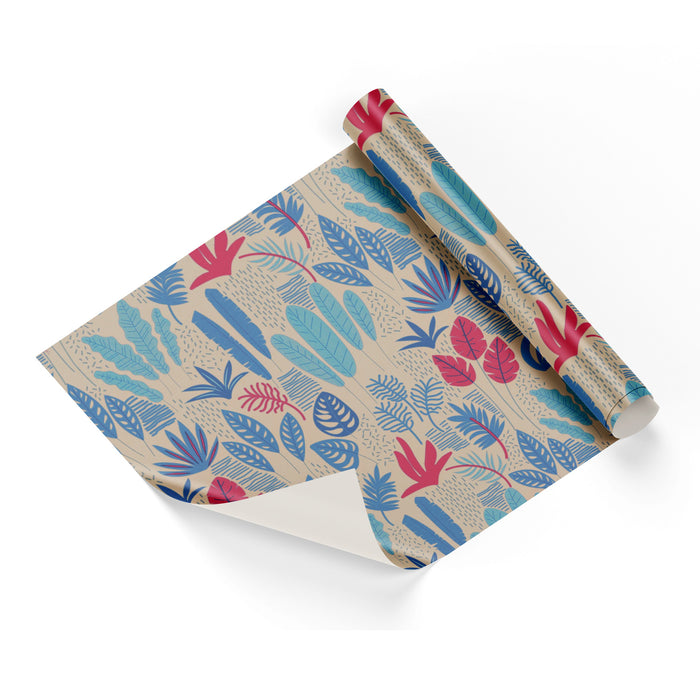 Blue Palms Beige Base Wrapping Paper