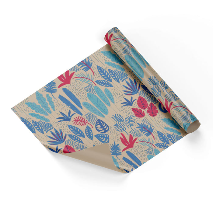 Blue Palms Beige Base Wrapping Paper