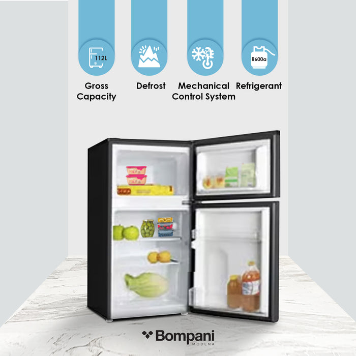 Bompani Double Door Refrigerator  112 Liter Black Model - BR100SS