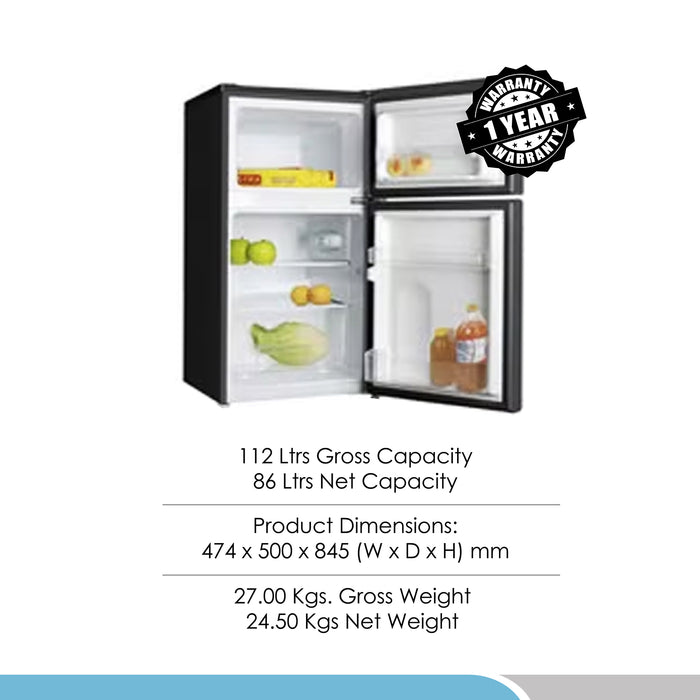Bompani Double Door Refrigerator  112 Liter Black Model - BR100SS