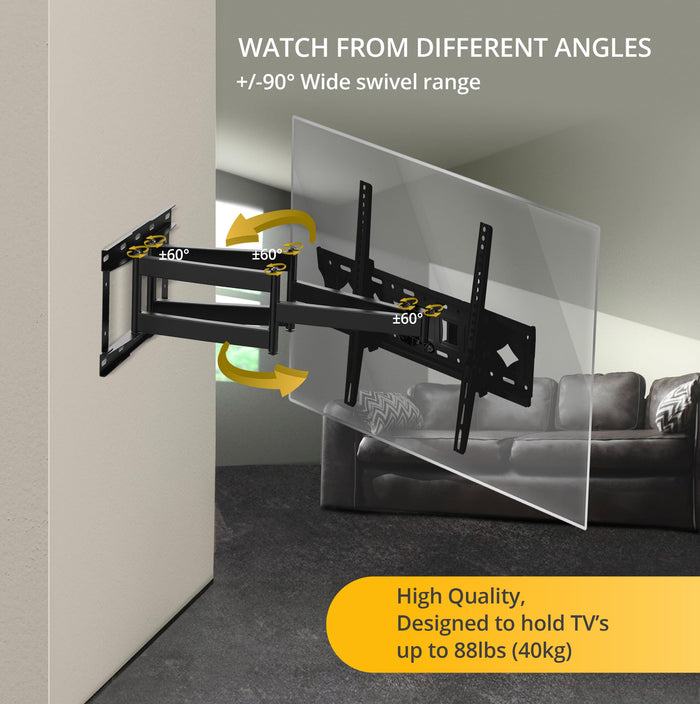 Bracket Pro Versatile Full Motion TV Mount: Ideal for Screens 32"-85" - BPX3285 Black