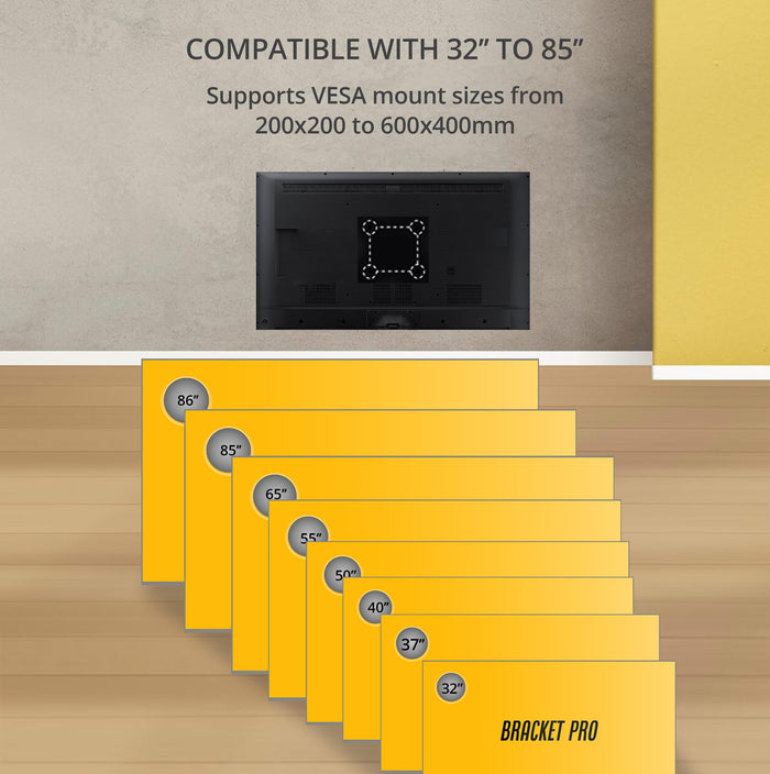 Bracket Pro Versatile Full Motion TV Mount: Ideal for Screens 32"-85" - BPX3285 Black
