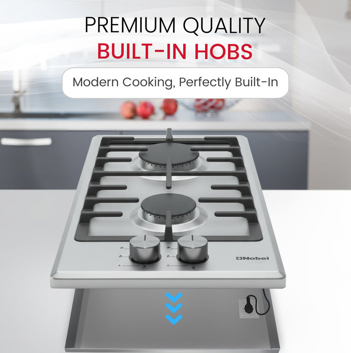 Builtin - Hobs Stainless Steel 30cm 2 Gas Burners NBH3202SSH