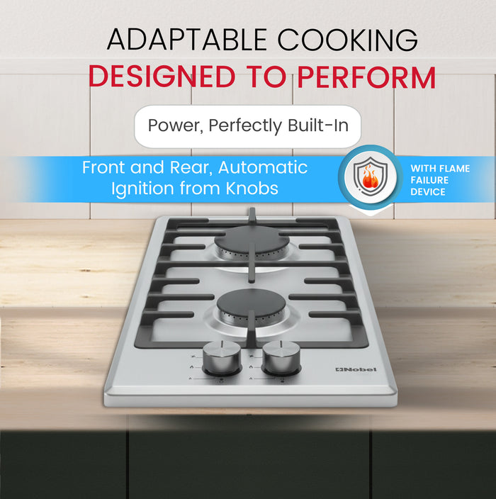 Builtin - Hobs Stainless Steel 30cm 2 Gas Burners NBH3202SSH