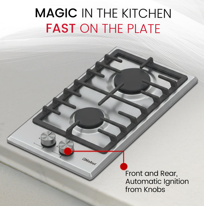 Builtin - Hobs Stainless Steel 30cm 2 Gas Burners NBH3202SSH