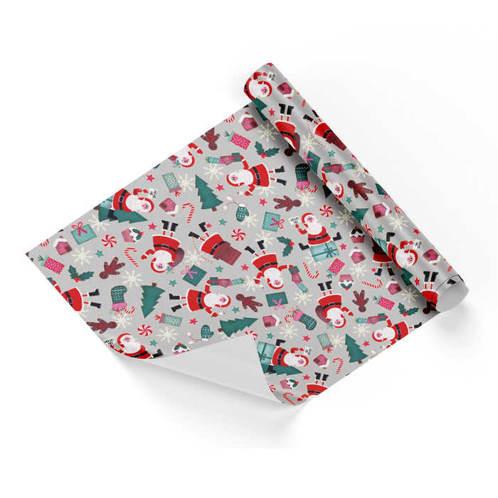 Childrens Christmas Santa Claus Silver Base Wrapping Paper