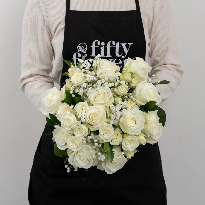 Classic White Flower Bouquet Apron - Image