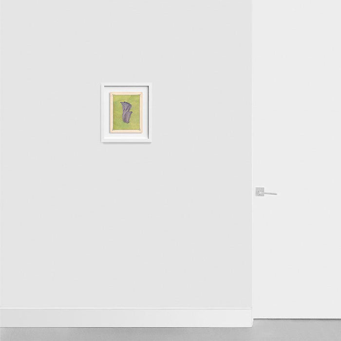 Michael DeSutters Color Play 107 print a vertical abstract featuring draped purple fabric on a light green background