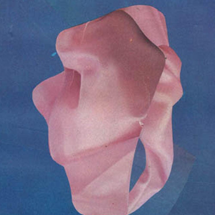 Close-up of the Color Play 141 print showing a pink flowing shape against a textured blue background