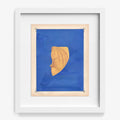 Michael DeSutters Color Play 143 print featuring a golden fabric draped on a blue background framed in white