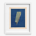 Abstract print Color Play 146 by Michael DeSutter a draped fabric shape in white and grey on blue background in a white